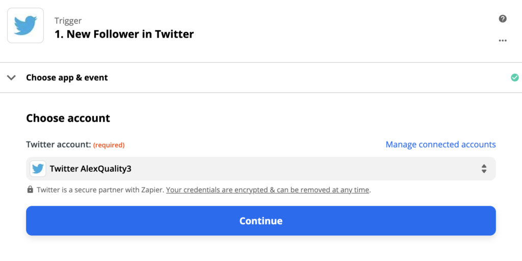 Configuration du déclencheur Twitter dans le processus d'intégration