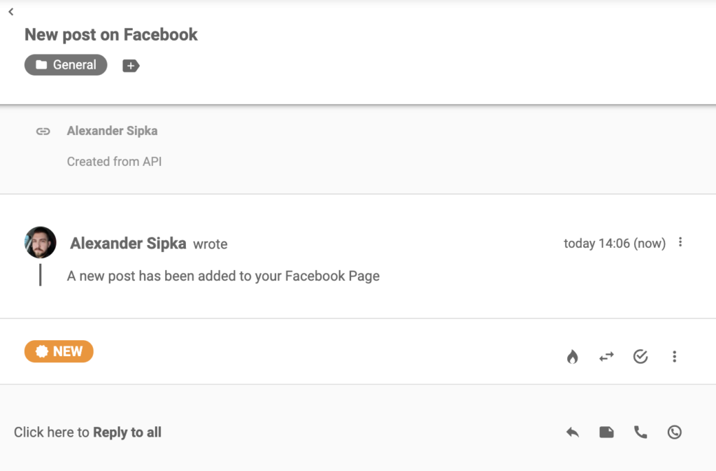 Notification Facebook qui est arrivée dans LiveAgent